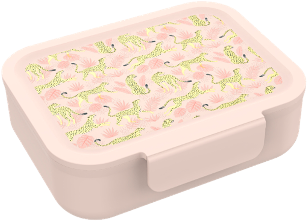 Lunchbox met clip leopard