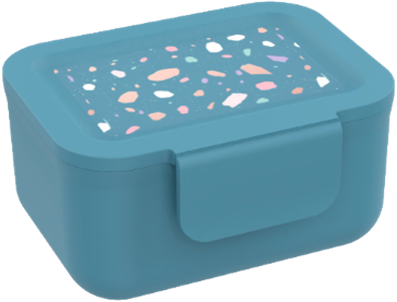 Snackdoosje met clip blauw terrazzo